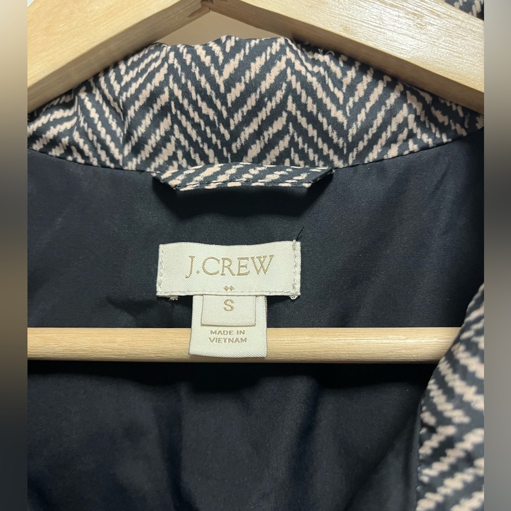 J. Crew Down Quilted Puffer Vest Black And Cream Double Zipper Size Small - Picture 2 of 7